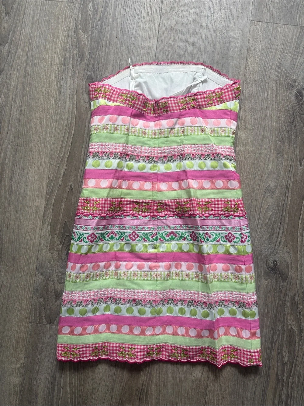 Lilly Pulitzer vintage Striped Strapless Summer Dress in Pink & Lime - Picture 5 of 5